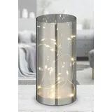Spetebo LED Lichterglas mit Timer - 20 cm - Deko Glas Leuchte - silber