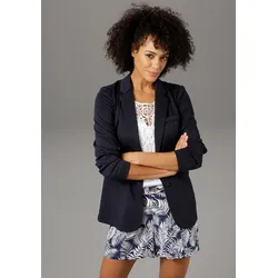 Jackenblazer ANISTON CASUAL, Damen, Gr. 36, blau (marine), Jersey, Obermaterial: 71% Polyester, 25% Viskose, 4% Elasthan, unifarben, modisch, figurbetont hüftbedeckend, Langarm, Blazer, mit Reverskragen