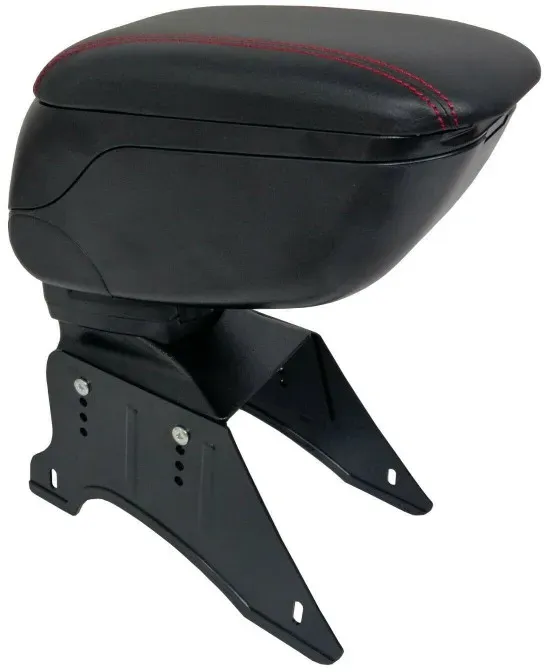 Luxuriöser schwarzer Armlehnenbezug, schwarzes Leder mit roter Naht, universell mit Montageleisten und Schieber
