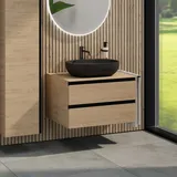 rivea Dia Unterschrank B: 80 mit 2 Auszügen, Waschtisch B: 60 cm schwarz matt, BR0527BM+BR0032SO+BR0002SO,