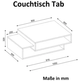 moebel17 Couchtisch Tab Weiß Walnuss,