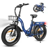 ESKUTE D202 E-Bike - Motor 250W Akku 48V20.8Ah 20x4 Mechanische Scheibenbremsen - Blau - Blau