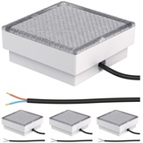 ledscom.de 4 Stück LED Pflasterstein Bodeneinbauleuchte CUS für außen, IP67, eckig, 15 x 15cm, warmweiß