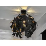 meineWunschleuchte LED Deckenleuchte Blätter Lampenschirm in Schwarz-Gold