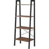 VASAGLE Regal, Bücherregal mit 4 Ebenen, Leiterregal, Standregal, für Wohnzimmer, Schlafzimmer, Küche, Homeoffice, Industrie-Design, Stahlrahmen, Haselnussbraun-schwarz LLS044B03, 56 x 34 x 137.5 cm