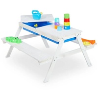relaxdays Spieltisch Weiße Kindersitzgruppe Holz blau|weiß