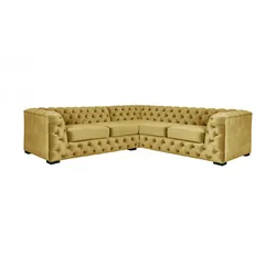 Chesterfield-Sofa "KALINA L-Form", gold, B:247cm H:67cm T:227cm, 100% Polyester, GUIDO MARIA KRETSCHMER HOME & LIVING, Sofas, hochwertige Chesterfield-Ausführung, sehr hochwertige Verarbeitung