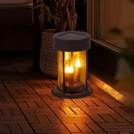 GLOBO 2er Set LED Solarleuchte, Feuer-Effekt, rostfarben, 3in1, 12 cm,