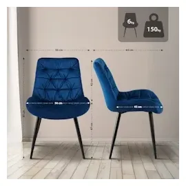 CLP 2er Set Esszimmerstuhl Rossford dunkelblau