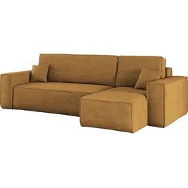 kaiser möbel Ecksofa mit schlaffunktion und bettkasten, Sofa L-form, Couch L-form BEST Dicker Cord Senffarbe Rechts - Gelb