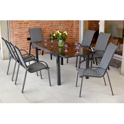Garten-Essgruppe MERXX "Amalfi", silber (silber, grau), Polyester, Aluminium, Polyester, Sitzmöbel-Sets