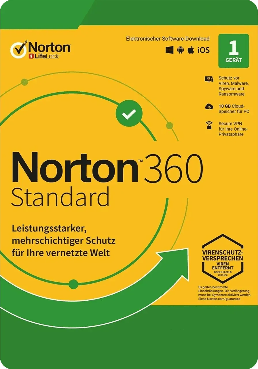 Norton 360 Standard, 10 GB cloud, 1 dispositivo 1 anno SENZA ABBONAMENTO