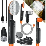 Kesser KESSER® Campingdusche mit Akku Tauchpumpe Handbrause 2x 2200mAh-Lithium-Akku, USB-Ladekabel für Camping Garten - Outdoor Hundedusche ,...