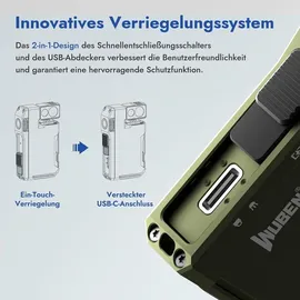 WUBEN G5 LED Taschenlampe 400 Lumen, wiederaufladbar, wasserdicht, grün