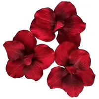 2474U Kunst-Blüte auf Clip Orchidee rot 10 cm 3er-Set, naturgetreue Seidenblüte