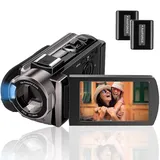 Rokurokuroku Camcorder Videokamera Full HD 1080P 24MP, Vlogging Kamera für YouTube 16X Digitalzoom 3.0 Zoll LCD 270 Grad Drehbildschirm mit 2 Batterien (604)