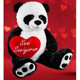 Brubaker XXL Panda 100 cm groß mit Seni Seviyorum Herz Stofftier Plüschtier Kuscheltier Teddybär