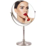 Ohotecy Kosmetikspiegel 8 Zoll Makeup Spiegel 10X & 1X VergrößerungTischspiegel, Doppelseitiger Vergrößerungsspiegel für Bad Schminkspiegel 360° Schwenkbar Make Up Mirror Stand Spiegel