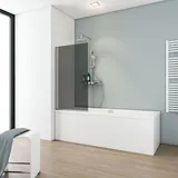 Schulte Home Schulte Duschwand Berlin, 70 x 130 cm, 5 mm Sicherheitsglas, Duschabtrennung, für Badewanne Alu-Natur anthrazit, – grau