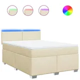 vidaXL Boxspringbett mit Matratze Creme 140x200 cm Stoff