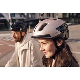 ABUS Fahrradhelm Purl-Y ACE mit LED-Licht – geeignet Fahrten auf E-Bike und S-Pedelec – Trendiger NTA-Schutzhelm für Erwachsene und Jugendliche – Beige, Größe M