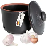 ROMERTOPF Frische-Topf MINI 0,6 Liter - Knoblauchtopf Keramik - Atmungsaktiver Ton hält Gemüse länger Frisch - Ideale Luftzirkulation - Schwarz