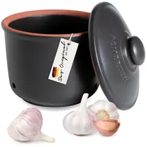 ROMERTOPF Frische-Topf MINI 0,6 Liter - Knoblauchtopf Keramik - Atmungsaktiver Ton hält Gemüse länger Frisch - Ideale Luftzirkulation - Schwarz