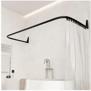 ERICA Duschvorhangstange L-Form 4-in-1 160 x 65 cm schwarz