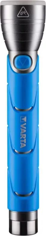 Varta LED Outdoor Sport Taschenlampe, 5 Watt, inkl. 2x High Energy AA Batterien, Taschenlampe IPX4 Spritzwassergeschütztes Gehäuse, 25 x 5 x 5 cm [Energieklasse A+]