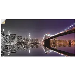 Wandbild ARTLAND "New York Skyline nächtliche Reflektion", schwarz (farbe bild(er): schwarz), B:60cm H:30cm, Dekorfolie, Bilder, als Leinwandbild, Poster, Wandaufkleber in verschied. Größen