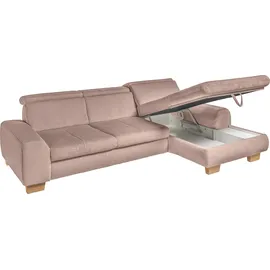 Set One by Musterring Ecksofa, grau (silber), SET ONE BY MUSTERRING, Sofas, B/H/T: 307cm x 86cm x 195cm, Cord, Ottomane rechts, Sitzhöhe 49cm,Sitztiefenverstellung im 3-Sitzer,Kopfteilverstellung,ohne Bettfunktion,ohne Bettkasten, 88% Polyester;12% Polyamid, Ecksofa, whlw.