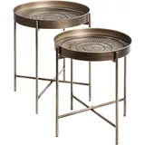 Haku-Möbel HAKU Beistelltische 2er Set Kupfer rund Metall Couchtische klein - Maße: H 49/56 x Ø 42/48 cm