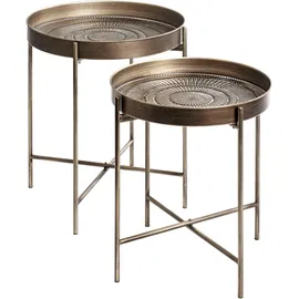 Haku-Möbel HAKU Beistelltische 2er Set Kupfer rund Metall Couchtische klein - Maße: H 49/56 x Ø 42/48 cm