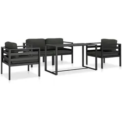 vidaXL 5-tlg. Garten-Sofagarnitur mit Kissen Aluminium Anthrazit