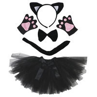 Petitebelle Stirnband Bowtie Schwanz Handschuhe Tutu 5pc Mädchen-Kostüm Einheitsgröße Schwarze Katze