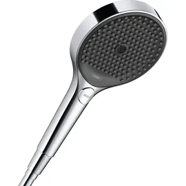 Hansgrohe Rainfinity - wassersparender Duschkopf 9 l/min (EcoSmart), Handbrause mit 3 Strahlarten, runde Duschbrause (130 mm), Sparduschkopf mit Antikalk-Funktion, Chrom, 26865000