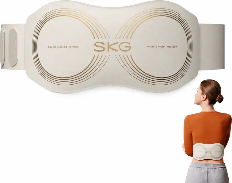 SKG W7 Pro Massagegerät für den unteren Rücken Linderung von Schmerzen im unteren Rückenbereich 11 Modi, 2 Massageköpfen und 3 Wärmestufen Geschenk für den Liebhaber