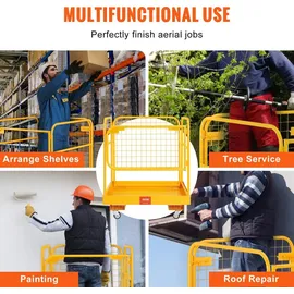 Vevor Arbeitsbühne 92x92cm Arbeitskorb aus Q235B Sicherheitskorb Max. Ladekapazität bis 544kg Staplerbühne für 1-2 Personen Gabelstapler Faltbar Arbeitsplattform für sichere Arbeit in der Höhe