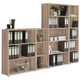 BMG Möbel Aktenregal Schrankwand Set Office Edition, Spar-Set, 6, 9, 10, 15 oder 16 Fächer, Made in Germany braun 257 cm x 185.6 cm x 33 cm
