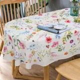 Bnejvif Ovale Tischdecke Frühlingsblumen-Tischdecke, moderne Blume, ovale Tischdecke, florale Tischdecke, für drinnen und draußen, wasserdicht, Frühlingsblumen-Tischdecke für ovale Tische, 152x259 cm