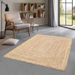 Jute Teppich Mayuri natur multi Flachgewebe Boho Modern
