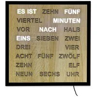 AMS Wanduhr Wortuhr LED Wanduhr 40x40cm (Anzeige in Wort