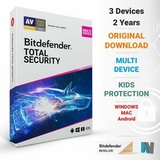 BitDefender Total Security 2024, 3 Geräte - 2 Jahre, Download,