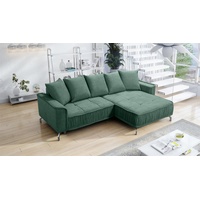 Fun Möbel Ecksofa Schlafsofa Sofa FLORENCE Stoff Bubble Flaschengrün