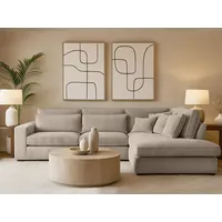 Beautysofa Ecksofa mit dekorativen Kissen PARMA, im modernes Design, klassische Polsterecke inklusive Wellenfedern, Ottomane links oder rechts wählbar beige