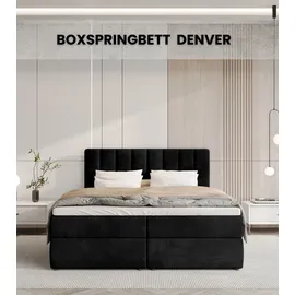bromarkt Boxspringbett DENVER mit 2 Bettkasten, Bonell-Matratze, Polsterbett, Bett Schwarz