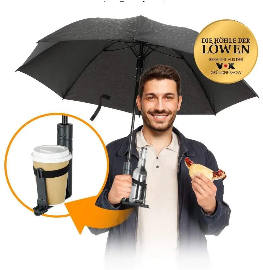 Cupbrella Regenschirm mit integriertem Becherhalter