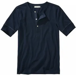 Merz B Schwanen Herren Kurzarmshirt Regular Fit Blau einfarbig - 6(L)