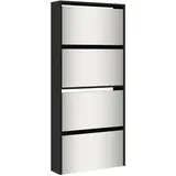 vidaXL Schuhschrank mit Spiegel 63 x 134 x 17 cm 4 Fächer schwarz