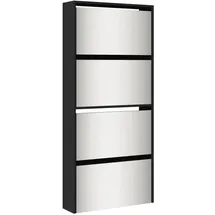 vidaXL Schuhschrank mit Spiegel 63 x 134 x 17 cm 4 Fächer schwarz